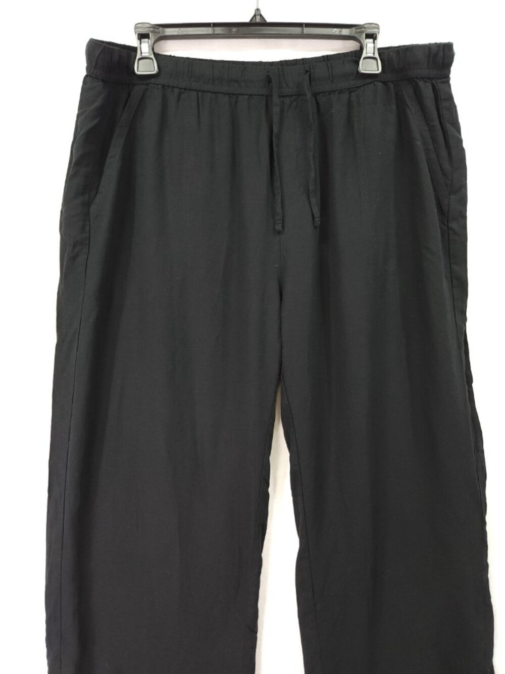 Splendid Pants Womens XL Black Linen Blend Wide Leg Drawstring Elastic Waist - Picture 11 of 14